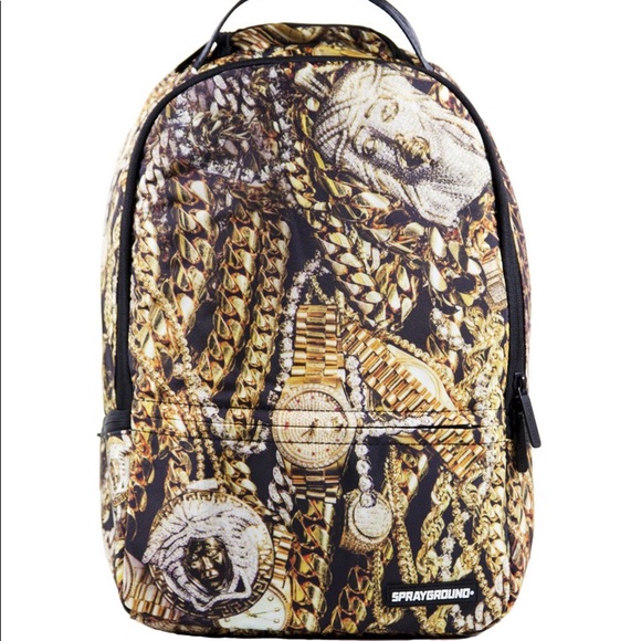 sprayground black and gold backpack